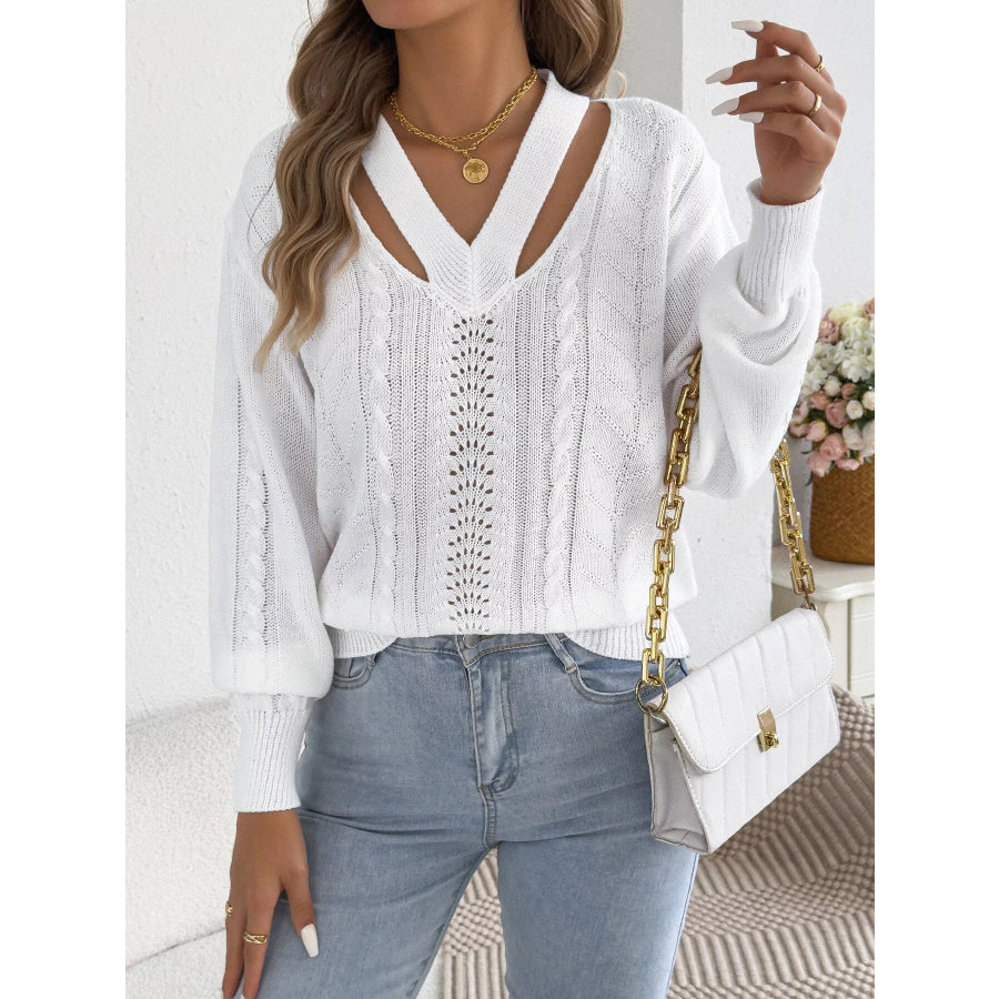 Cut-Out Cable Knit Sweater Apparel and Accessories