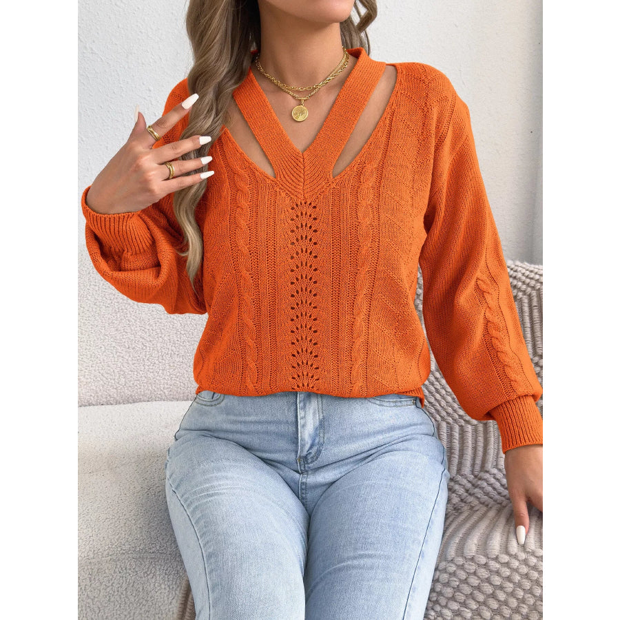 Cut-Out Cable Knit Sweater Apparel and Accessories