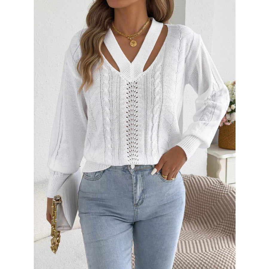 Cut-Out Cable Knit Sweater Apparel and Accessories