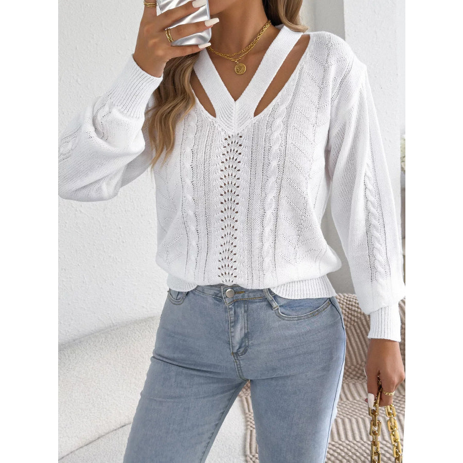 Cut-Out Cable Knit Sweater Apparel and Accessories