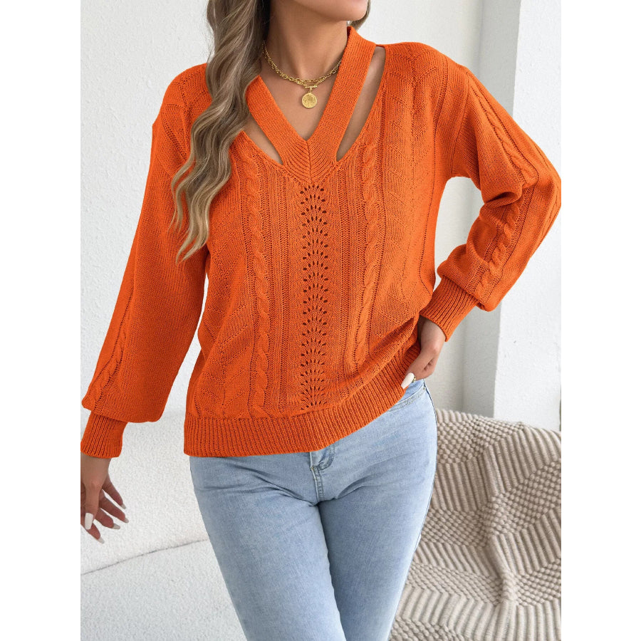 Cut-Out Cable Knit Sweater Apparel and Accessories
