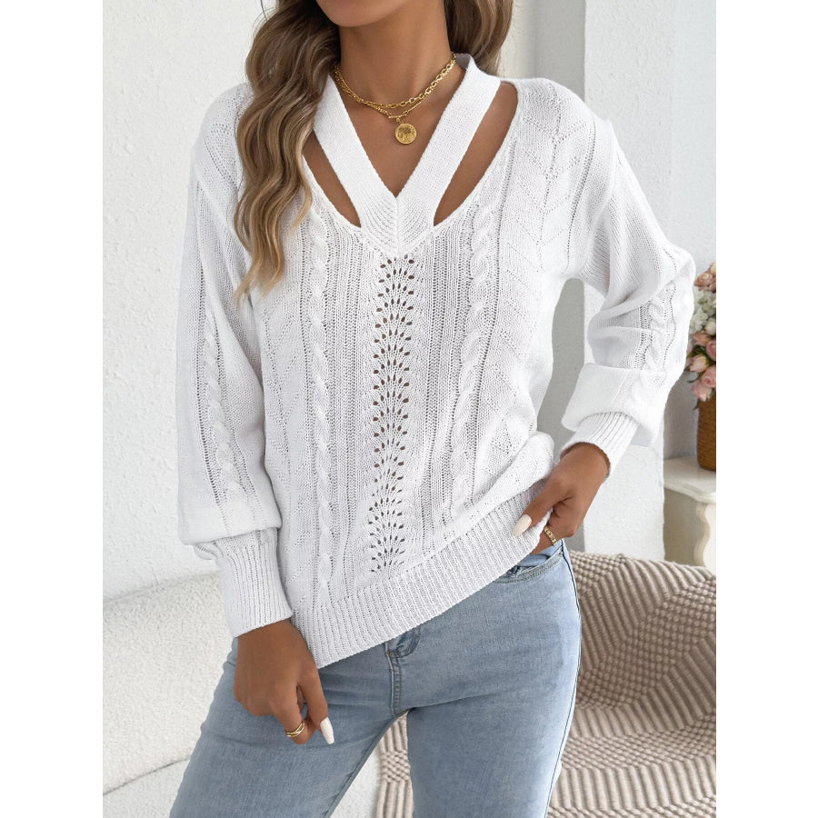 Cut-Out Cable Knit Sweater Apparel and Accessories