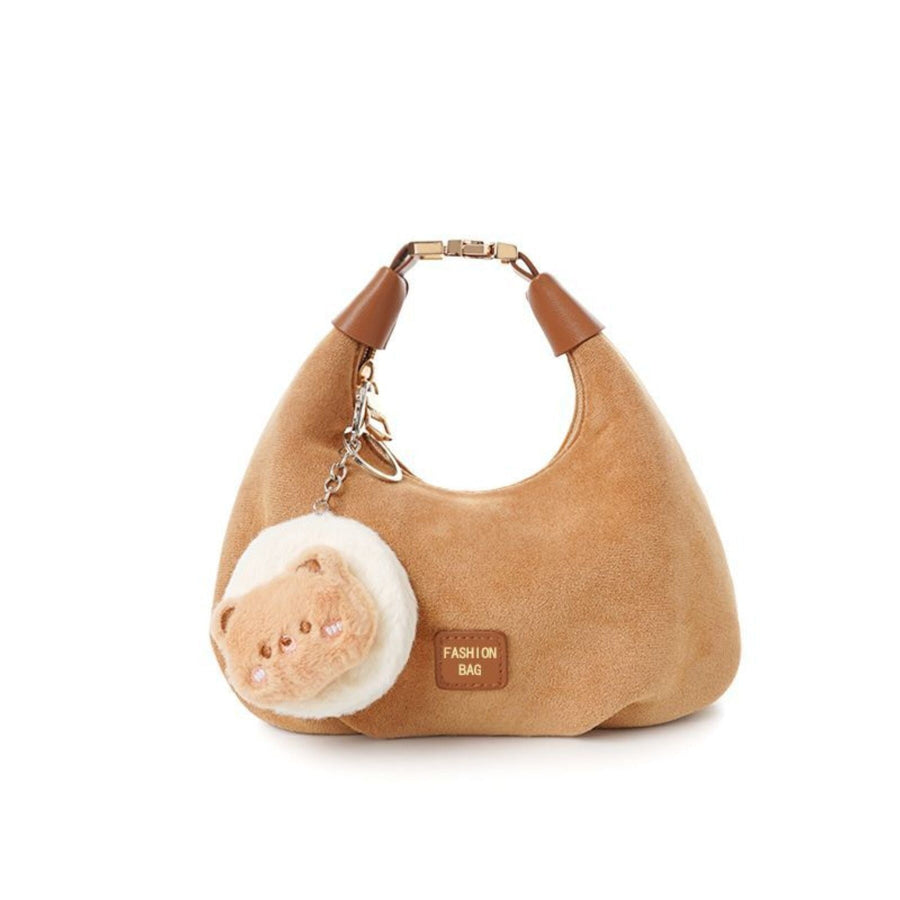 Cute Bear Charm Shoulder Bag Caramel / One Size Apparel and Accessories