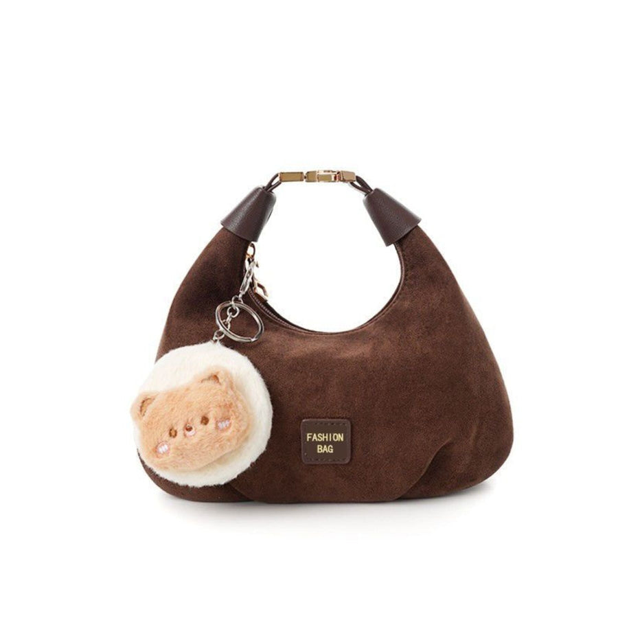 Cute Bear Charm Shoulder Bag Chocolate / One Size Apparel and Accessories