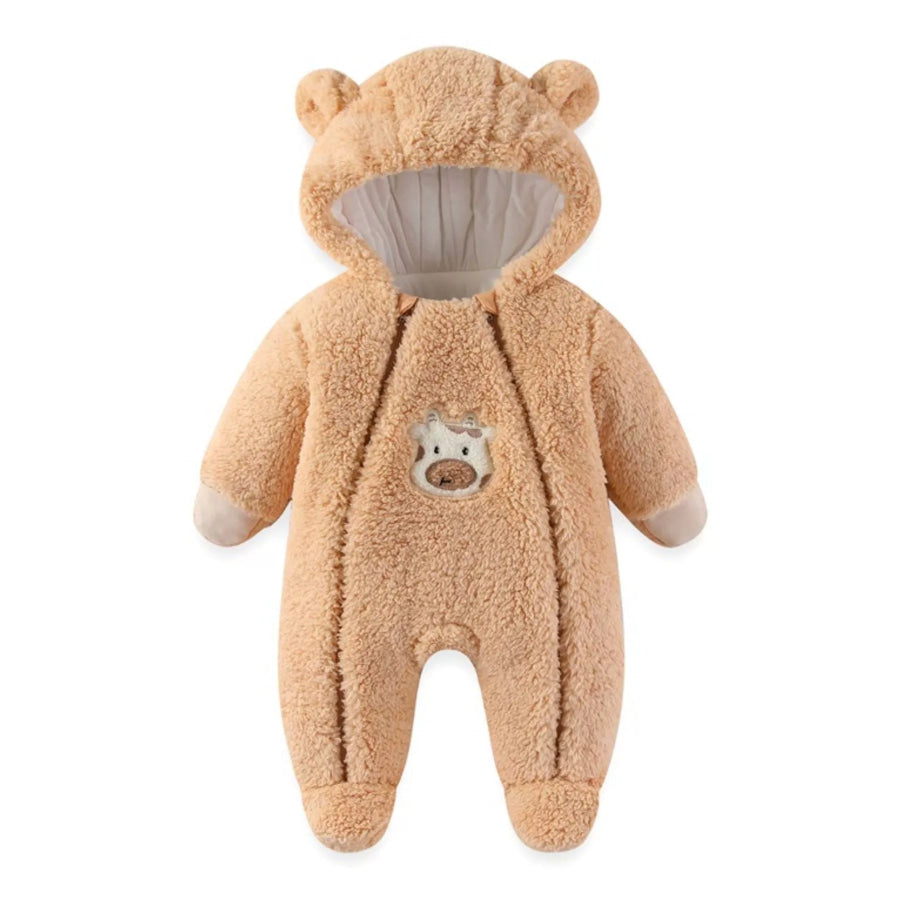 Cute Bunny Hooded Fleece One-Piece Sherbet / 0-3M Apparel and Accessories