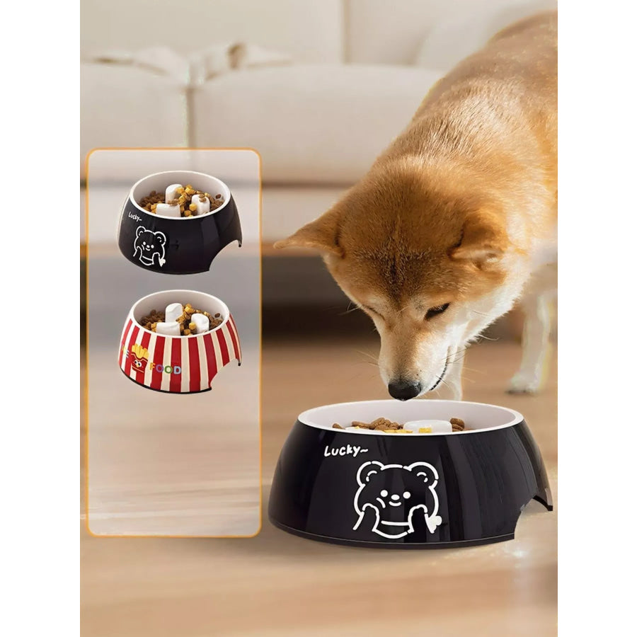 Cute Cartoon Pattern Pet Bowl Black / S Apparel and Accessories