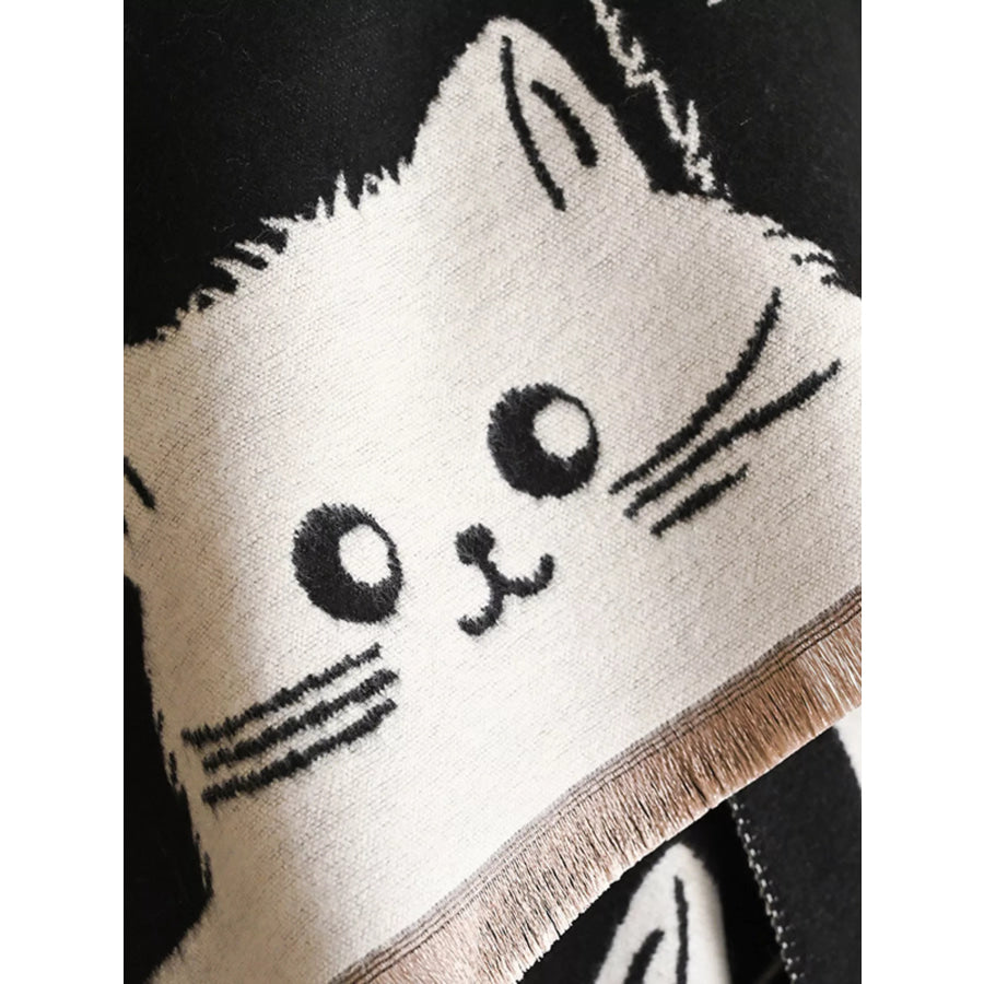 Cute Cat Pattern Knitted Scarf Apparel and Accessories