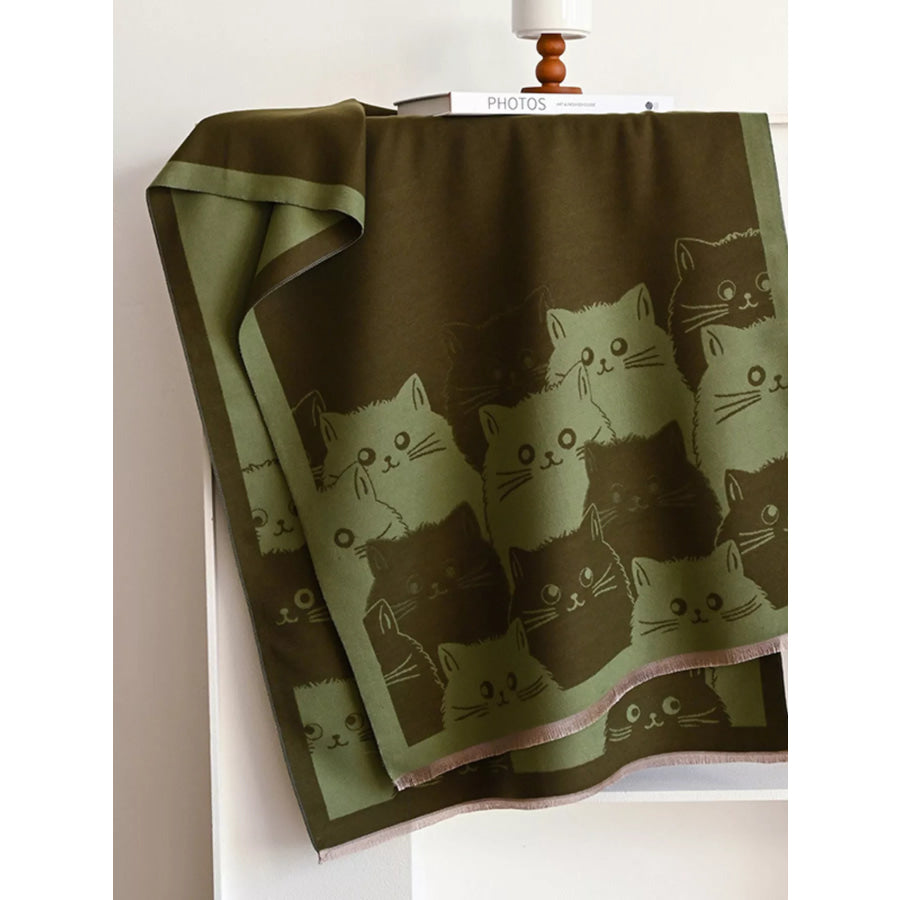 Cute Cat Pattern Knitted Scarf Apparel and Accessories