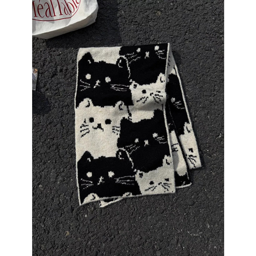 Cute Cat Pattern Knitted Scarf Apparel and Accessories