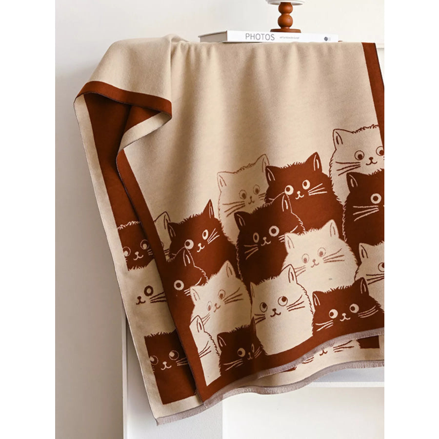 Cute Cat Pattern Knitted Scarf Apparel and Accessories