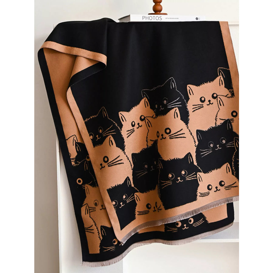 Cute Cat Pattern Knitted Scarf Apparel and Accessories