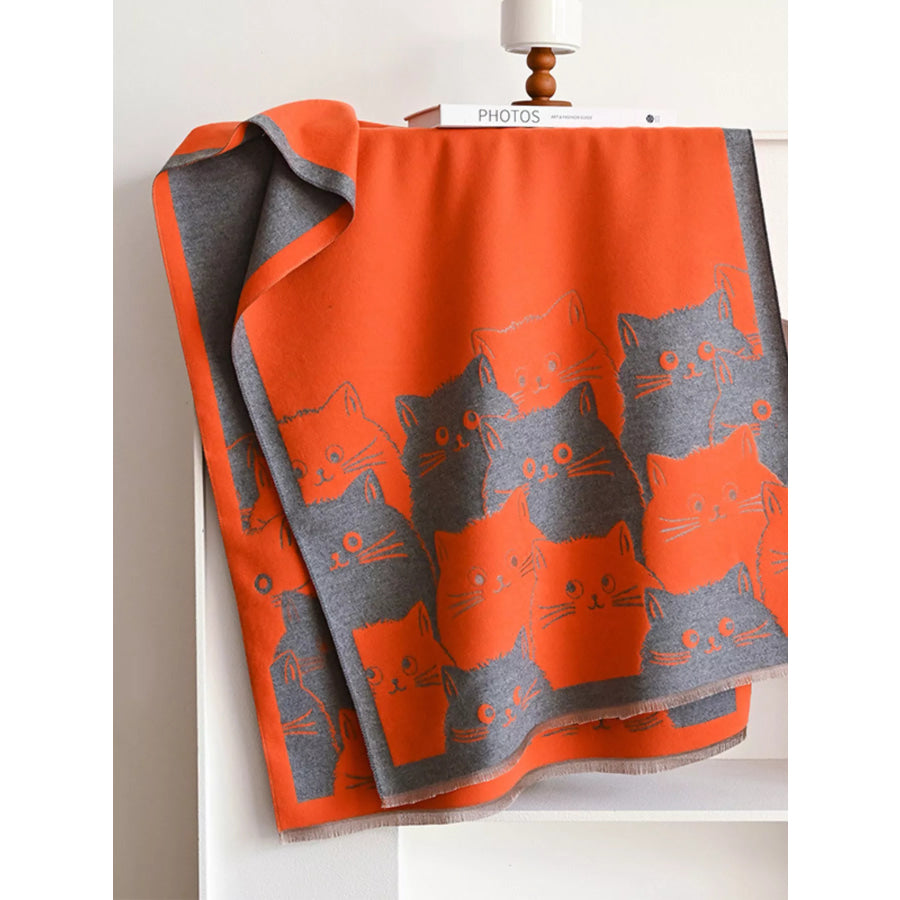 Cute Cat Pattern Knitted Scarf Apparel and Accessories