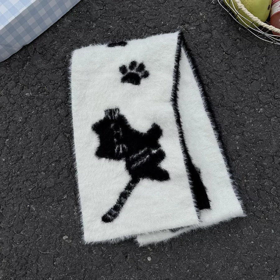 Cute Cat Paw Print Plush Scarf Apparel and Accessories