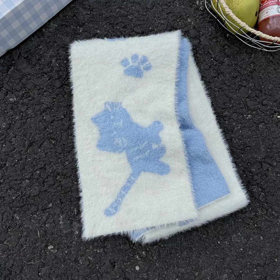Cute Cat Paw Print Plush Scarf Apparel and Accessories