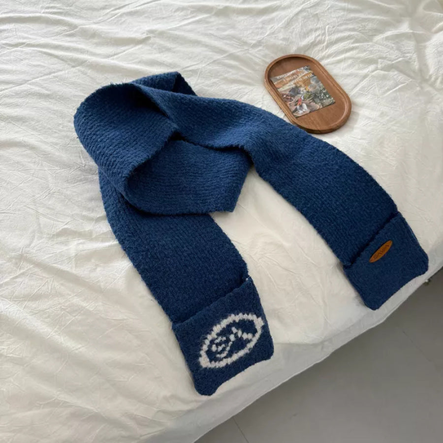 Cute Knitted Scarf with Pockets Blue / One Size Apparel and Accessories