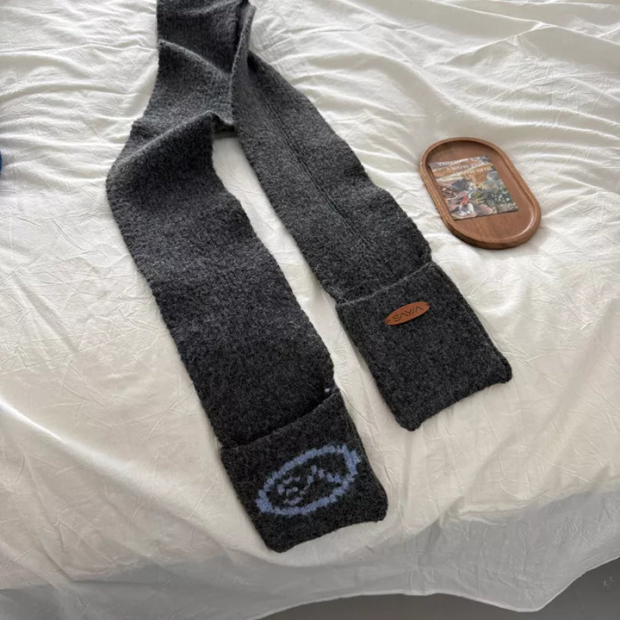Cute Knitted Scarf with Pockets Gray / One Size Apparel and Accessories