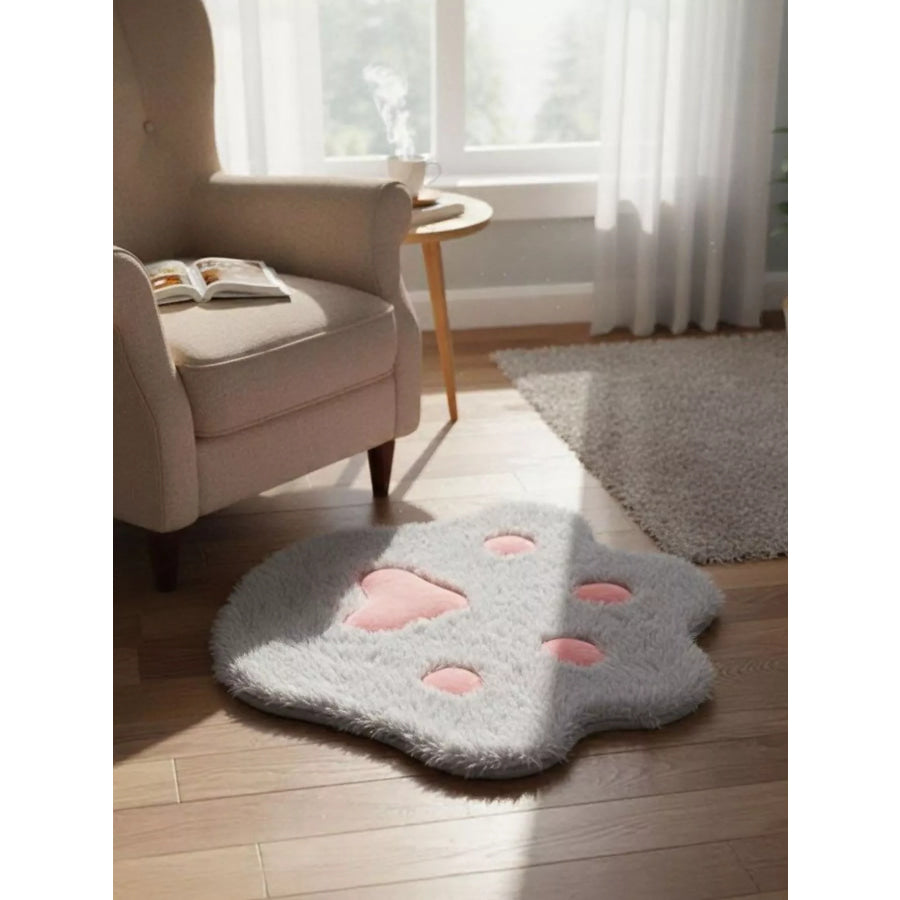 Cute Paw Shape Plush Pet Mat Gray / One Size Apparel and Accessories
