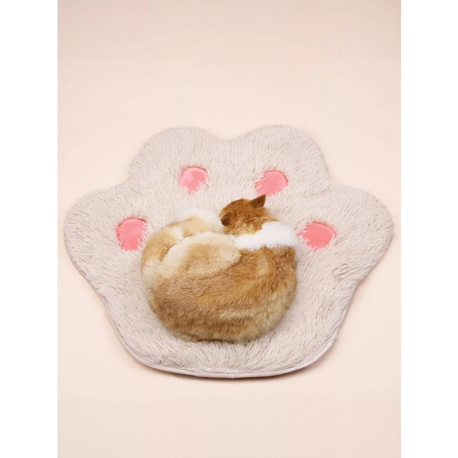 Cute Paw Shape Plush Pet Mat Beige / One Size Apparel and Accessories