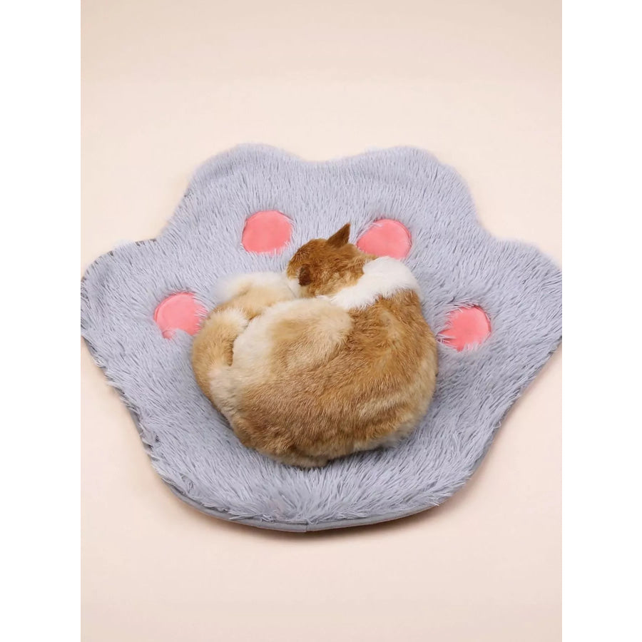 Cute Paw Shape Plush Pet Mat Gray / One Size Apparel and Accessories