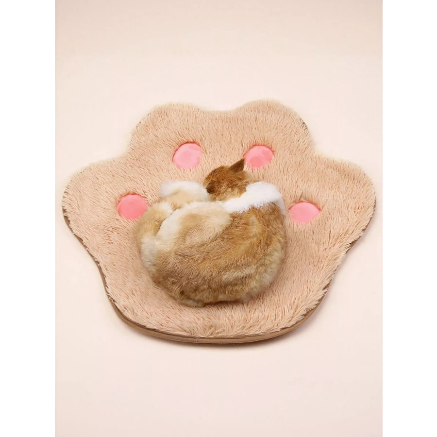 Cute Paw Shape Plush Pet Mat Tan / One Size Apparel and Accessories