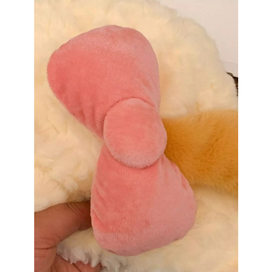 Cute Plush Animal Ear Hat with Bow Cream / One Size Apparel and Accessories