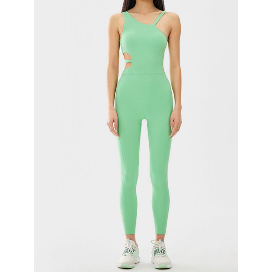 Cutout Asymmetrical Neck Active Jumpsuit Apparel and Accessories