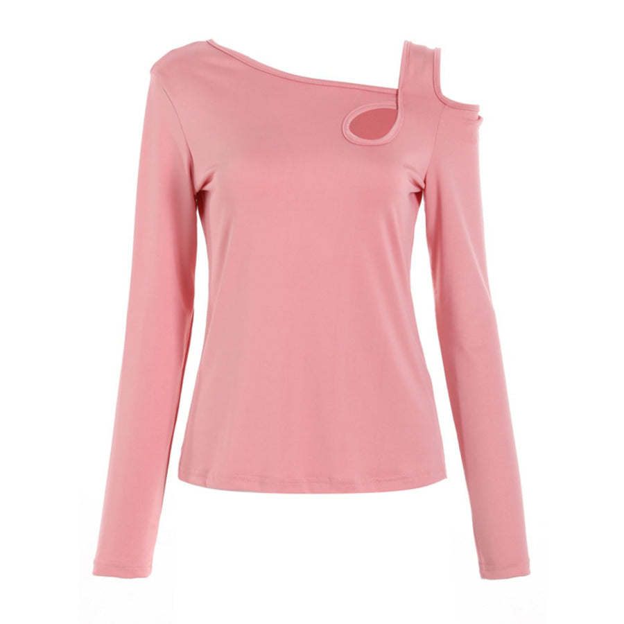 Cutout Asymmetrical Neck Long Sleeve T-Shirt Apparel and Accessories