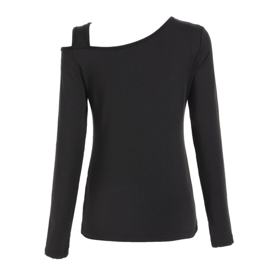 Cutout Asymmetrical Neck Long Sleeve T-Shirt Apparel and Accessories