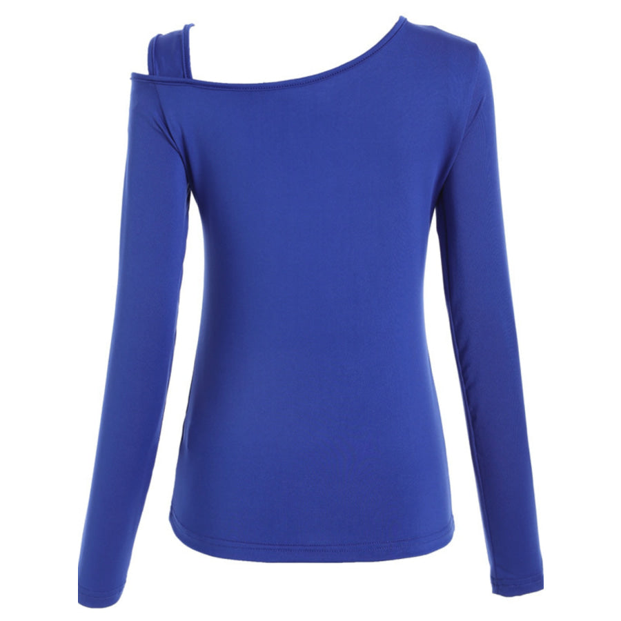 Cutout Asymmetrical Neck Long Sleeve T-Shirt Apparel and Accessories