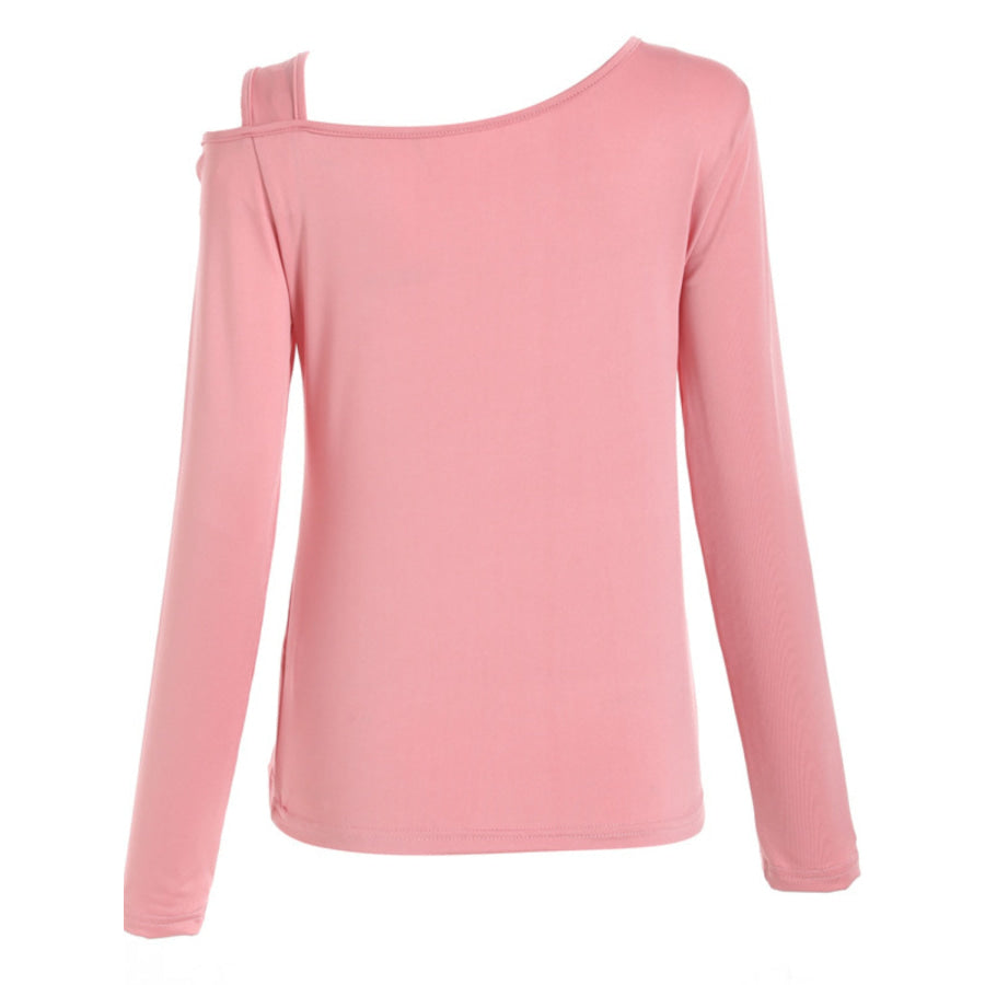 Cutout Asymmetrical Neck Long Sleeve T-Shirt Apparel and Accessories