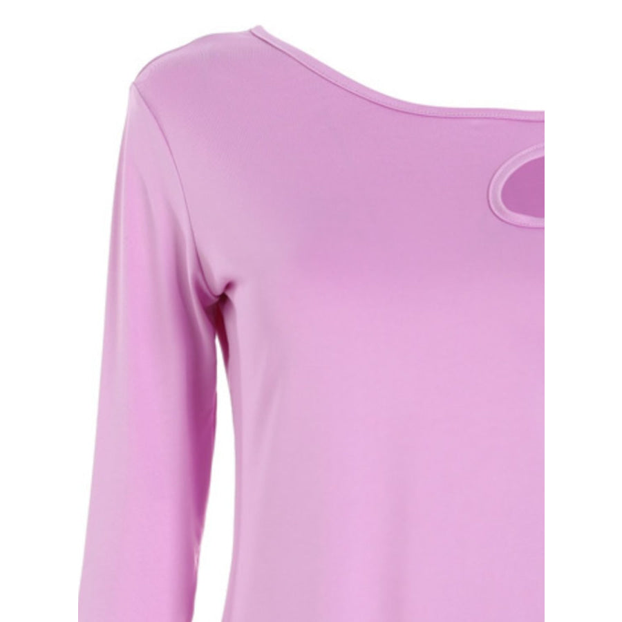 Cutout Asymmetrical Neck Long Sleeve T-Shirt Apparel and Accessories