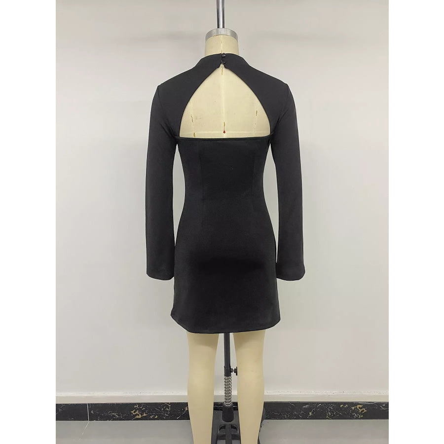 Cutout Back Long Sleeve Bodycon Mini Dress Apparel and Accessories