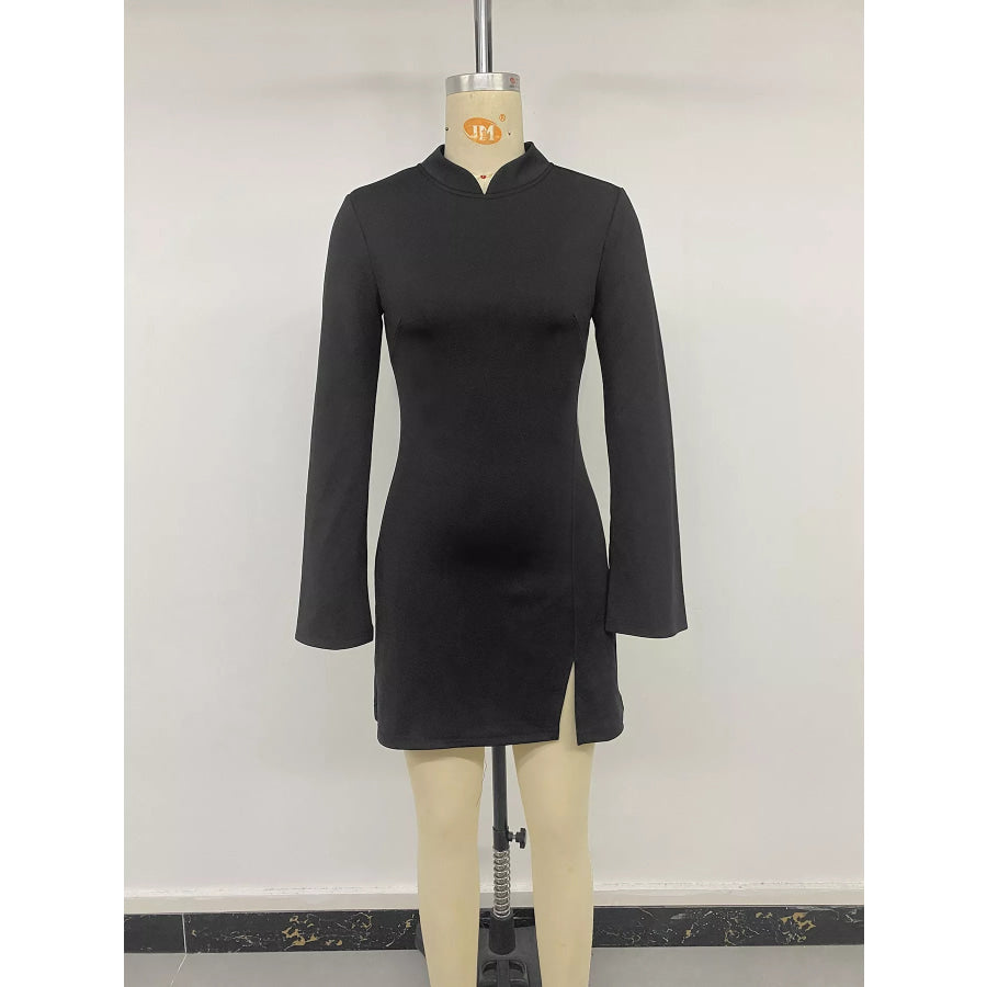 Cutout Back Long Sleeve Bodycon Mini Dress Apparel and Accessories