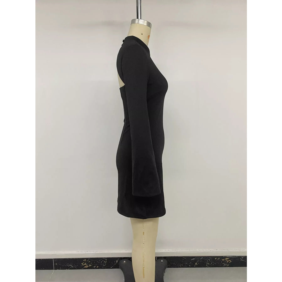 Cutout Back Long Sleeve Bodycon Mini Dress Apparel and Accessories