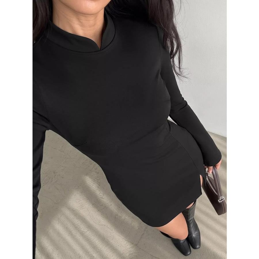 Cutout Back Long Sleeve Bodycon Mini Dress Apparel and Accessories