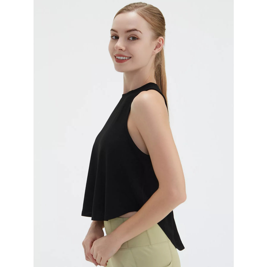 Cutout Back Round Neck Active Tank Apparel and Accessories