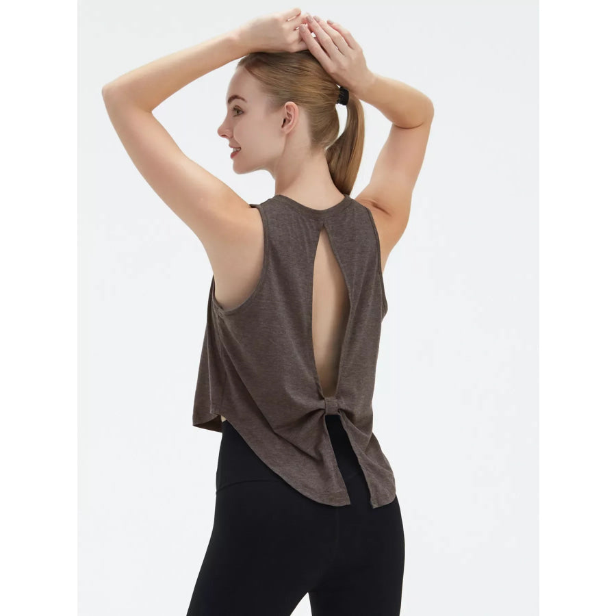 Cutout Back Round Neck Active Tank Apparel and Accessories