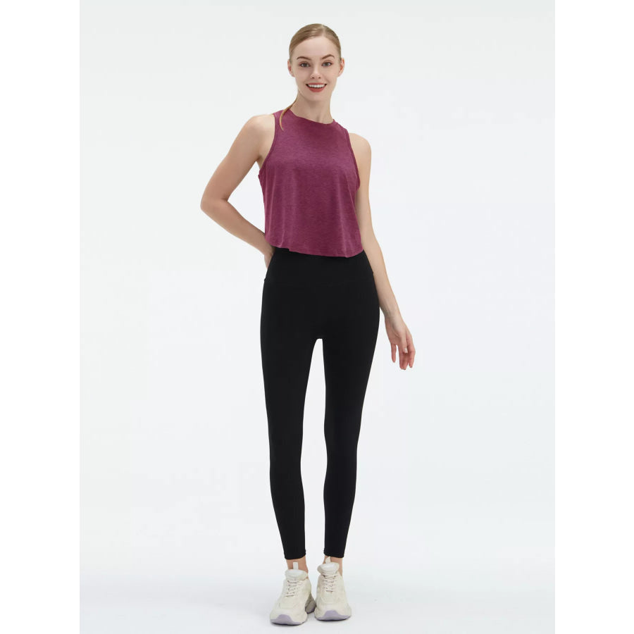 Cutout Back Round Neck Active Tank Apparel and Accessories