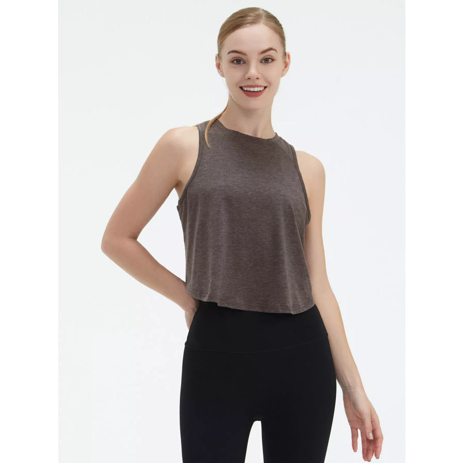 Cutout Back Round Neck Active Tank Apparel and Accessories