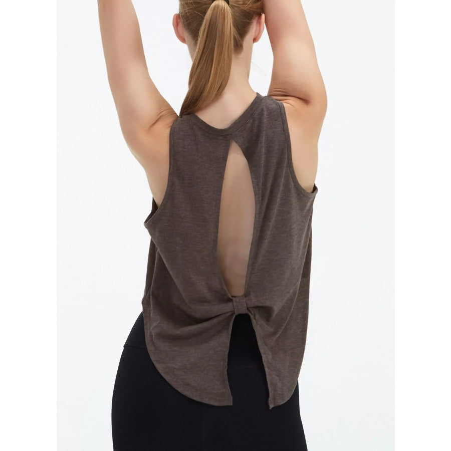 Cutout Back Round Neck Active Tank Apparel and Accessories