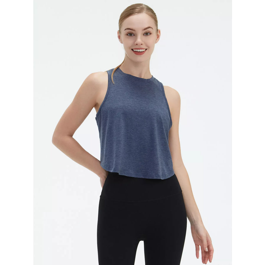 Cutout Back Round Neck Active Tank Apparel and Accessories