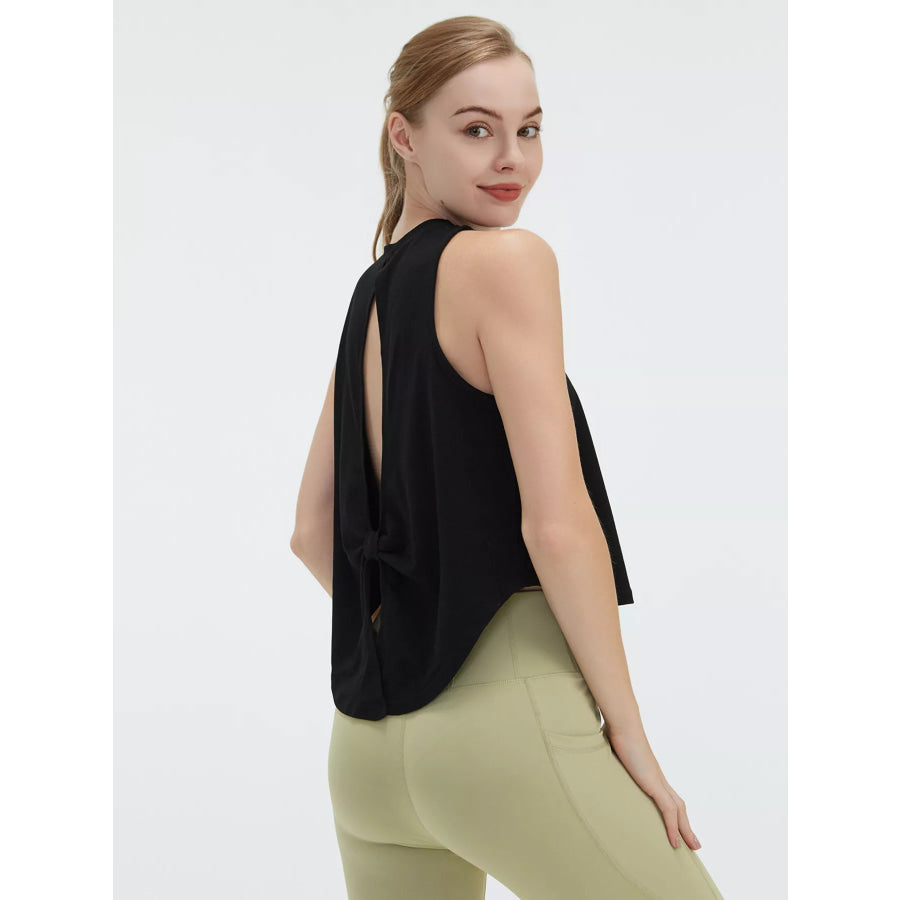 Cutout Back Round Neck Active Tank Apparel and Accessories