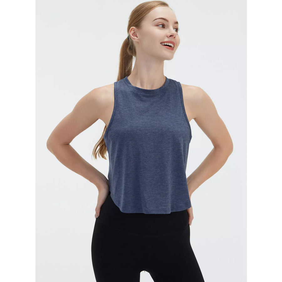 Cutout Back Round Neck Active Tank Apparel and Accessories