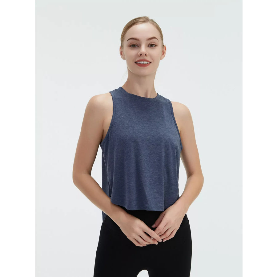 Cutout Back Round Neck Active Tank Apparel and Accessories