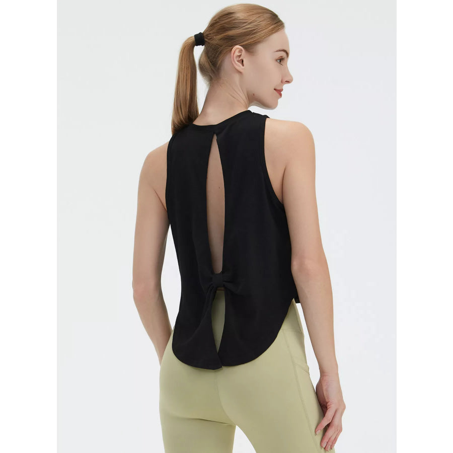 Cutout Back Round Neck Active Tank Apparel and Accessories