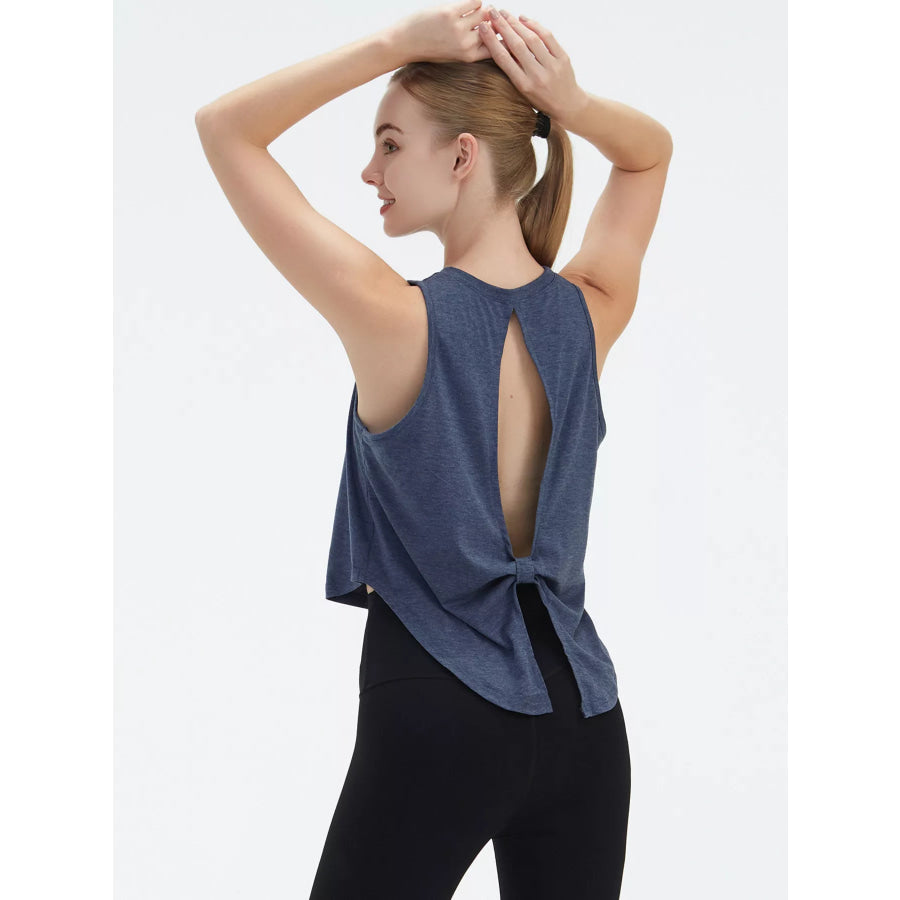 Cutout Back Round Neck Active Tank Apparel and Accessories