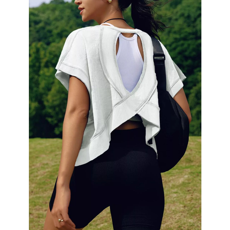 Cutout Back Short Sleeve T-Shirt Apparel and Accessories