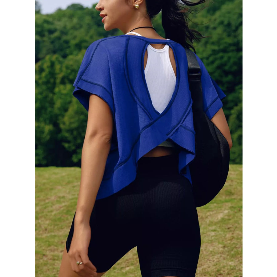 Cutout Back Short Sleeve T-Shirt Apparel and Accessories