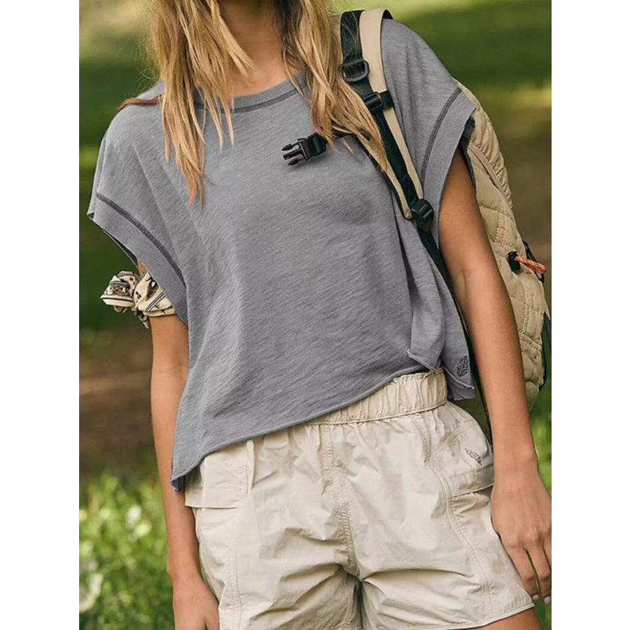 Cutout Back Short Sleeve T-Shirt Apparel and Accessories