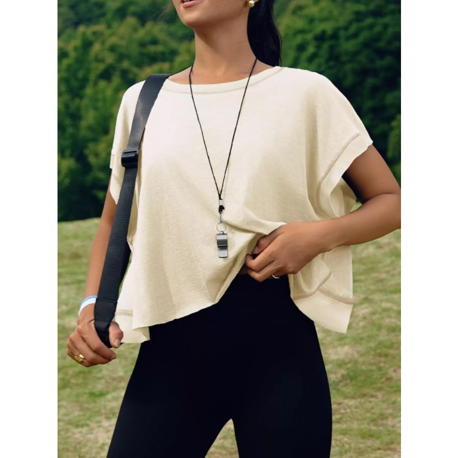 Cutout Back Short Sleeve T-Shirt Apparel and Accessories